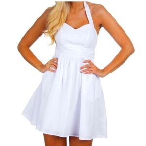 Lauren James Stratton Seersucker cruise vacation Dress Small lined pockets EUC